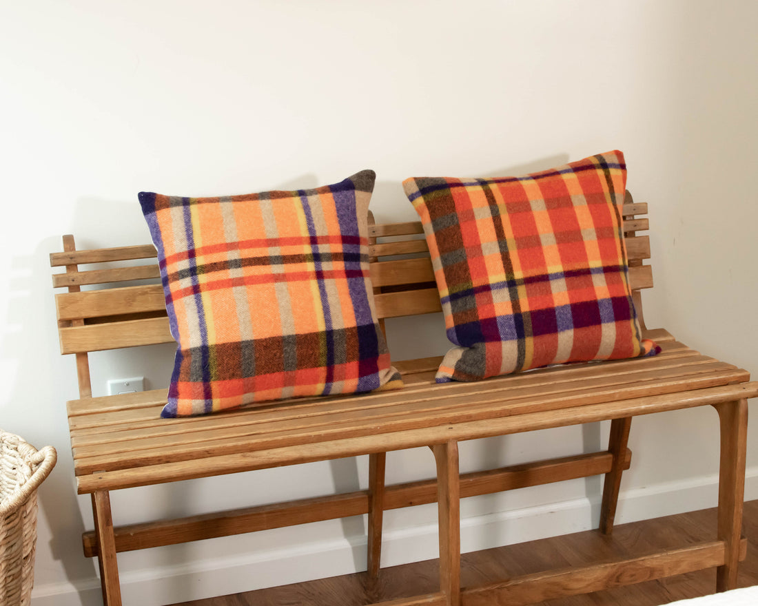 Plaid Wool Upcycled Blanket Pillows