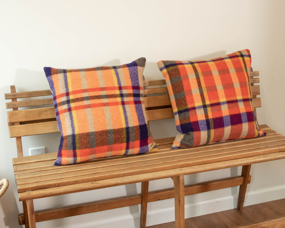 Plaid Wool Upcycled Blanket Pillows