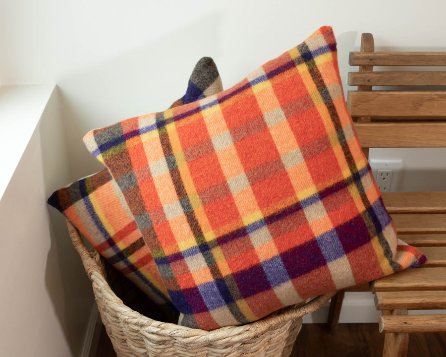 Plaid Wool Upcycled Blanket Pillows