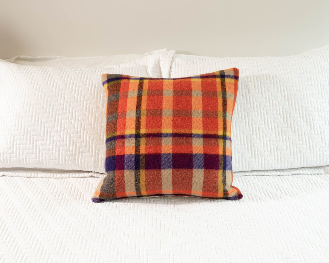 Plaid Wool Upcycled Blanket Pillows