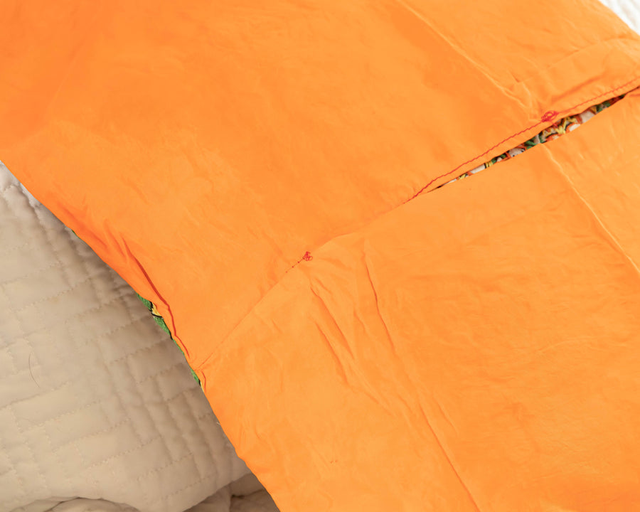 Indian Embroidered Pillowcases with Mirrors in Orange and Green