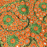 Indian Embroidered Pillowcases with Mirrors in Orange and Green