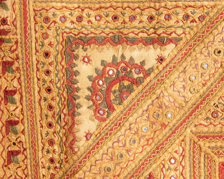 Antique Embroidered Indian Fabric with Mirrors