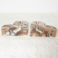 Set of 2 Pink Marbled Onyx Bookends