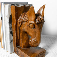 Monkey Pod Wood Horse Bookends