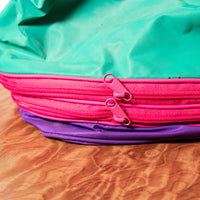 Vintage 80's Bright Pink, Yellow and Green 80's  Expandable Duffel Bag