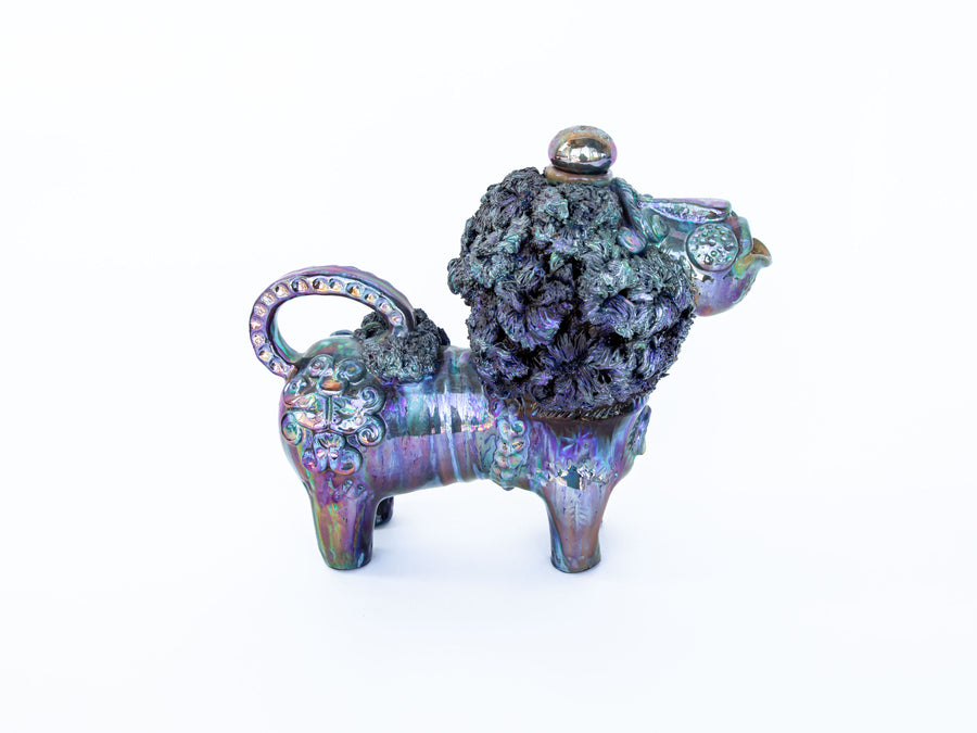 Ceramic Lion Tea Pot with Shiny Blue Finish