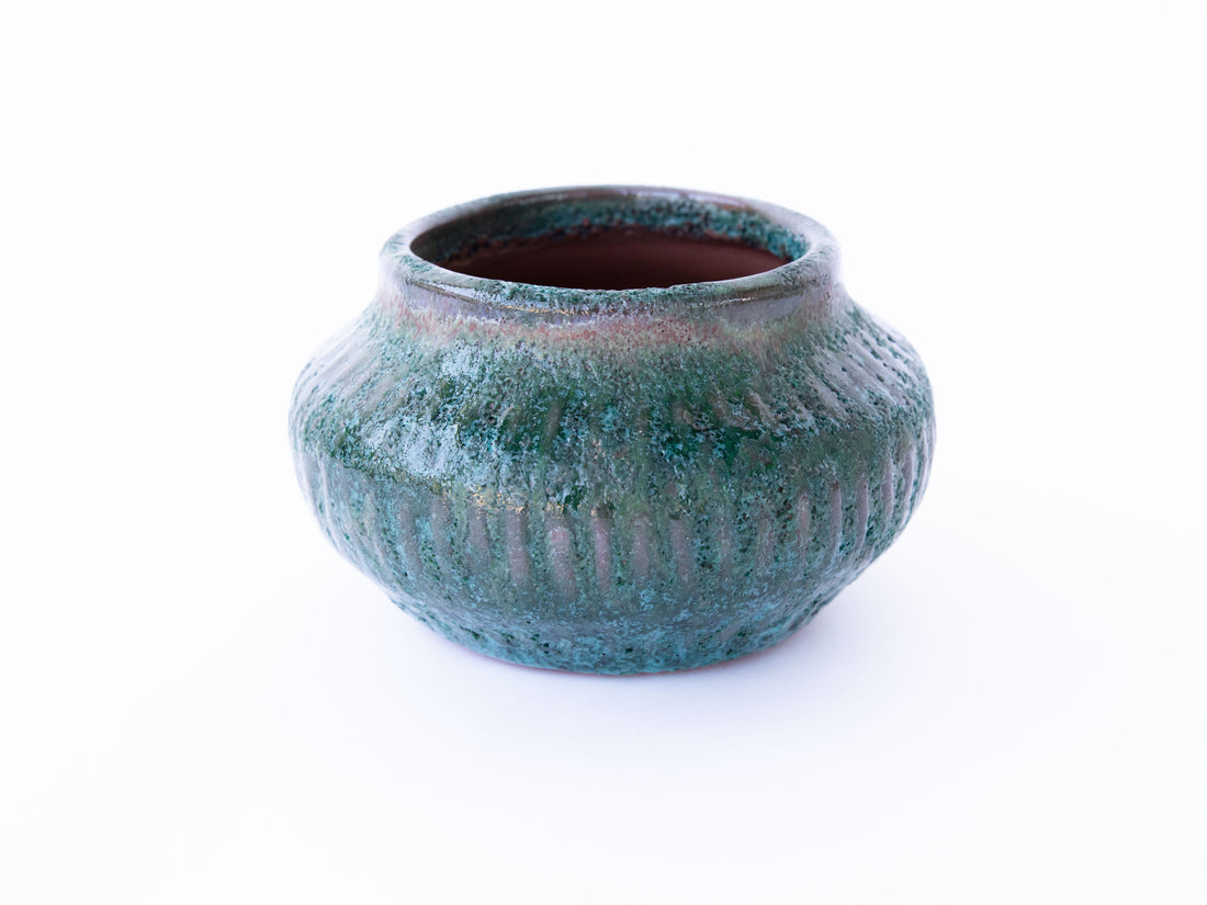 Green Volcano Bubble Glaze Ceramic Plant Pot