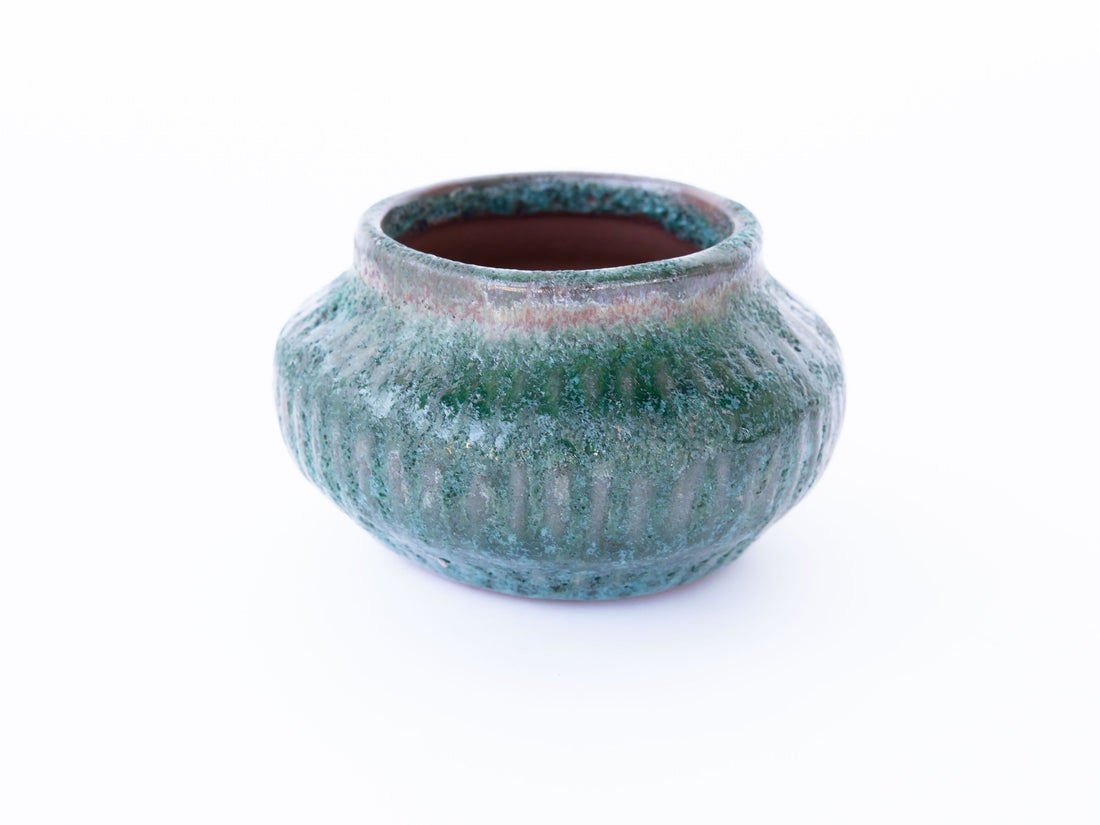 Green Volcano Bubble Glaze Ceramic Plant Pot