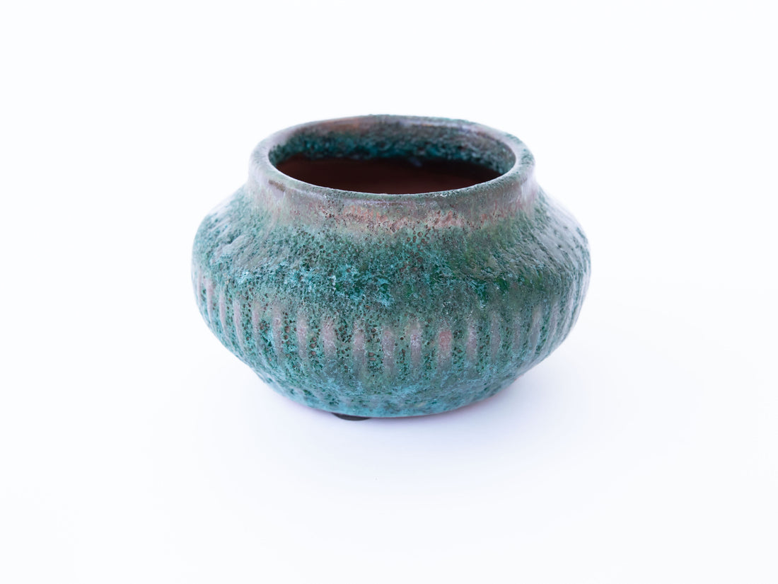 Green Volcano Bubble Glaze Ceramic Plant Pot