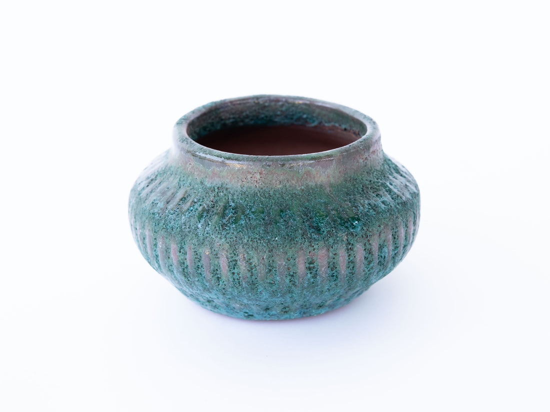 Green Volcano Bubble Glaze Ceramic Plant Pot