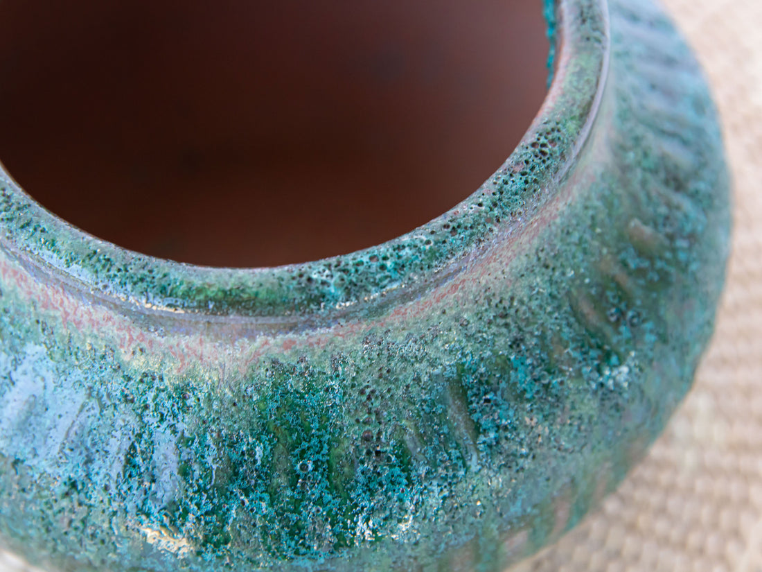 Green Volcano Bubble Glaze Ceramic Plant Pot