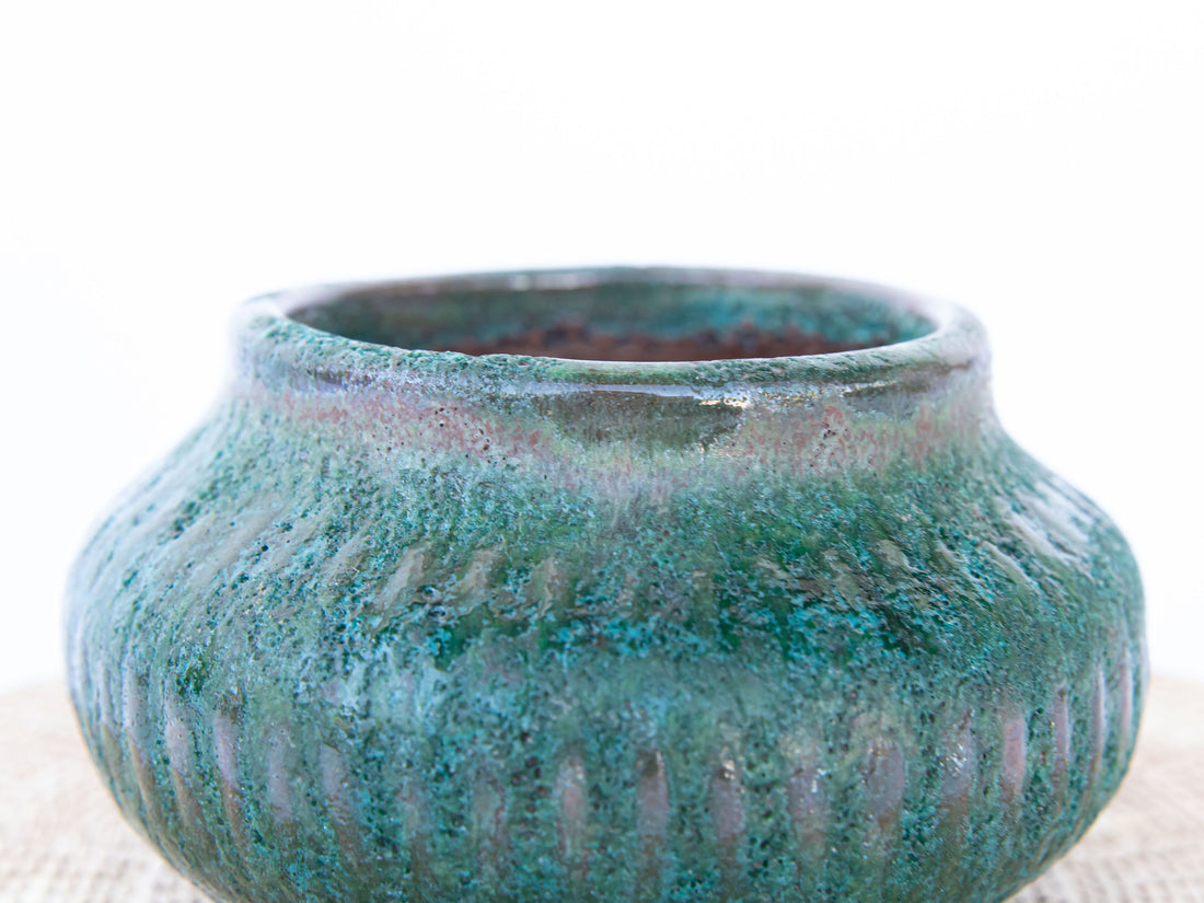 Green Volcano Bubble Glaze Ceramic Plant Pot