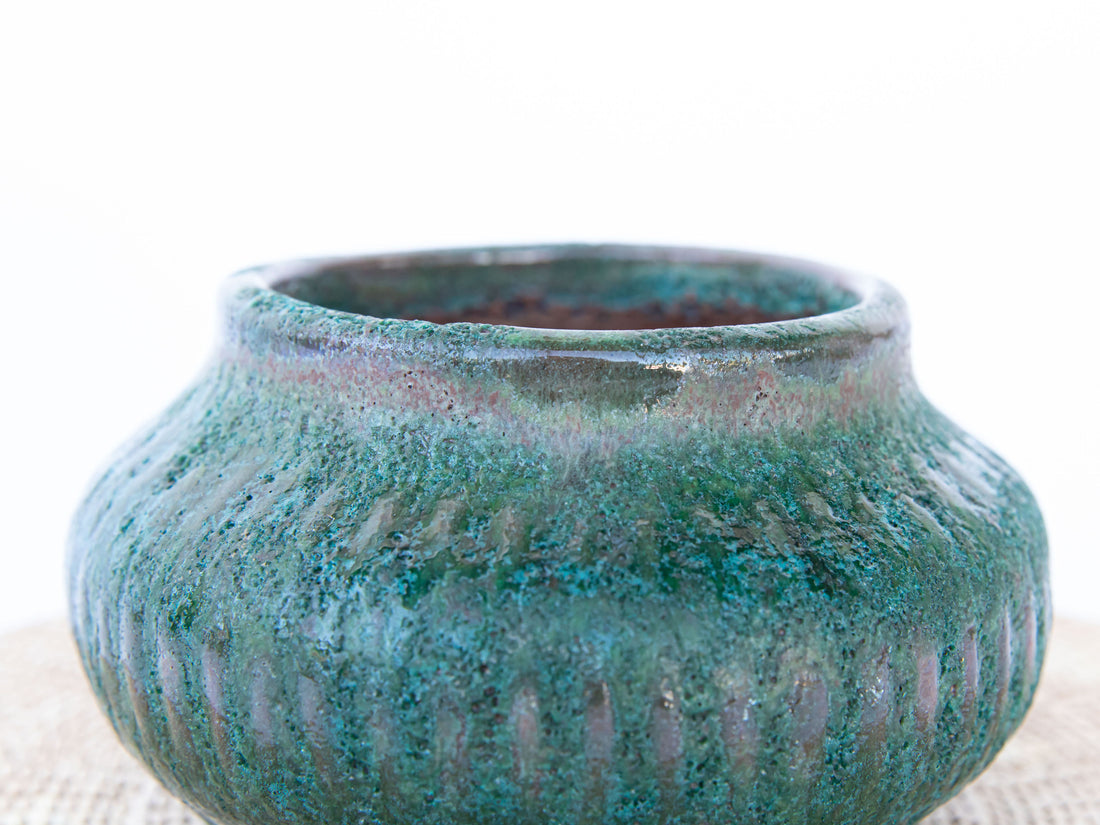 Green Volcano Bubble Glaze Ceramic Plant Pot