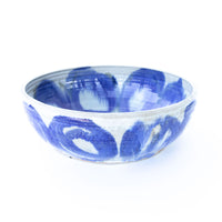 Ceramic Serving  Bowl with Blue Swirl Design -  Signed Holmes