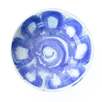 Ceramic Serving  Bowl with Blue Swirl Design -  Signed Holmes