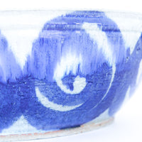 Ceramic Serving  Bowl with Blue Swirl Design -  Signed Holmes