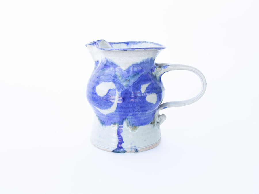 Ceramic Pitcher with Blue Design Signed Holmes