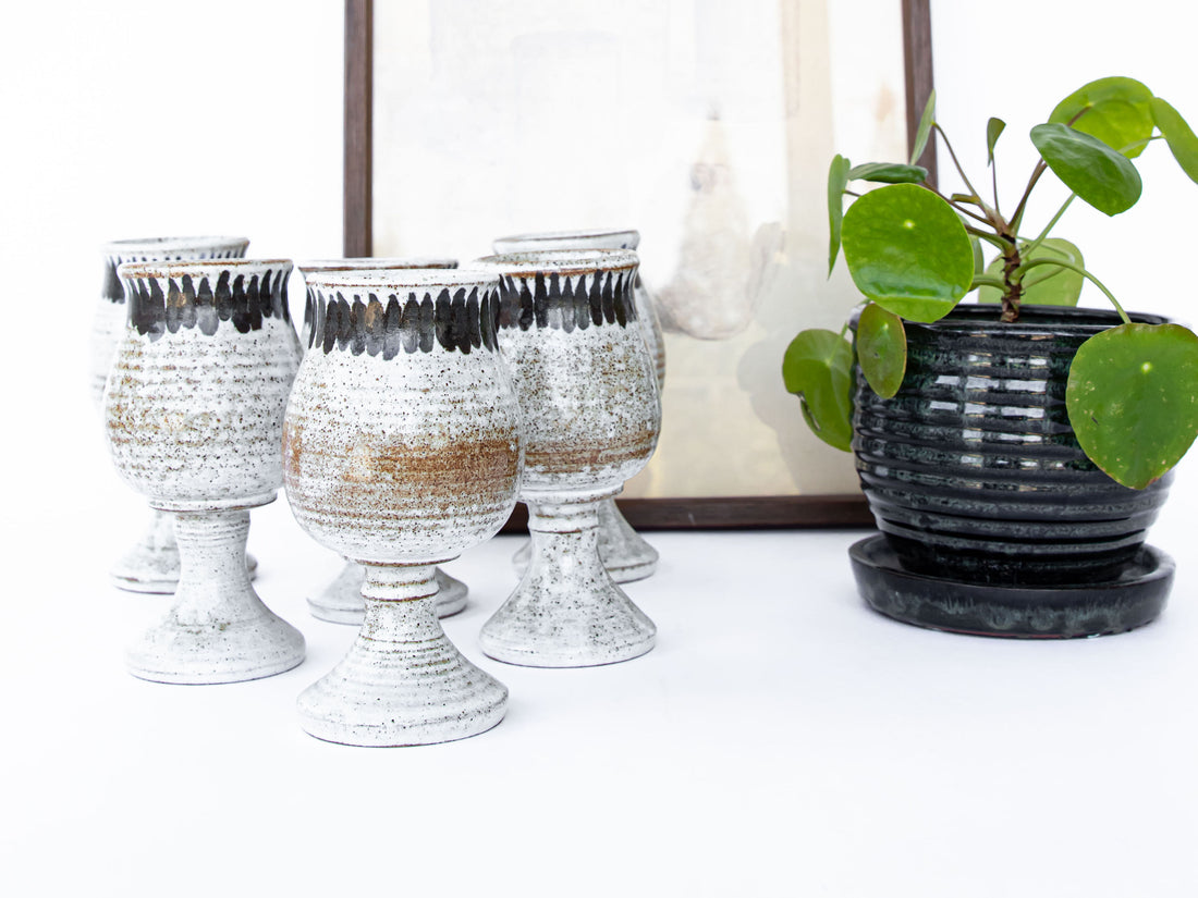 Set of 6 Hand Spun Ceramic Glasses