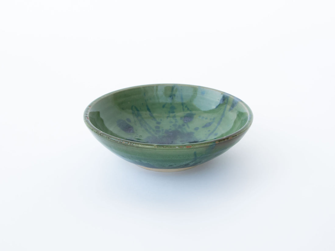 Small Green and Blue splash pottery Dish