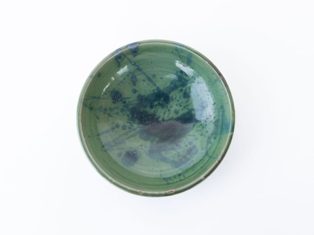 Small Green and Blue splash pottery Dish