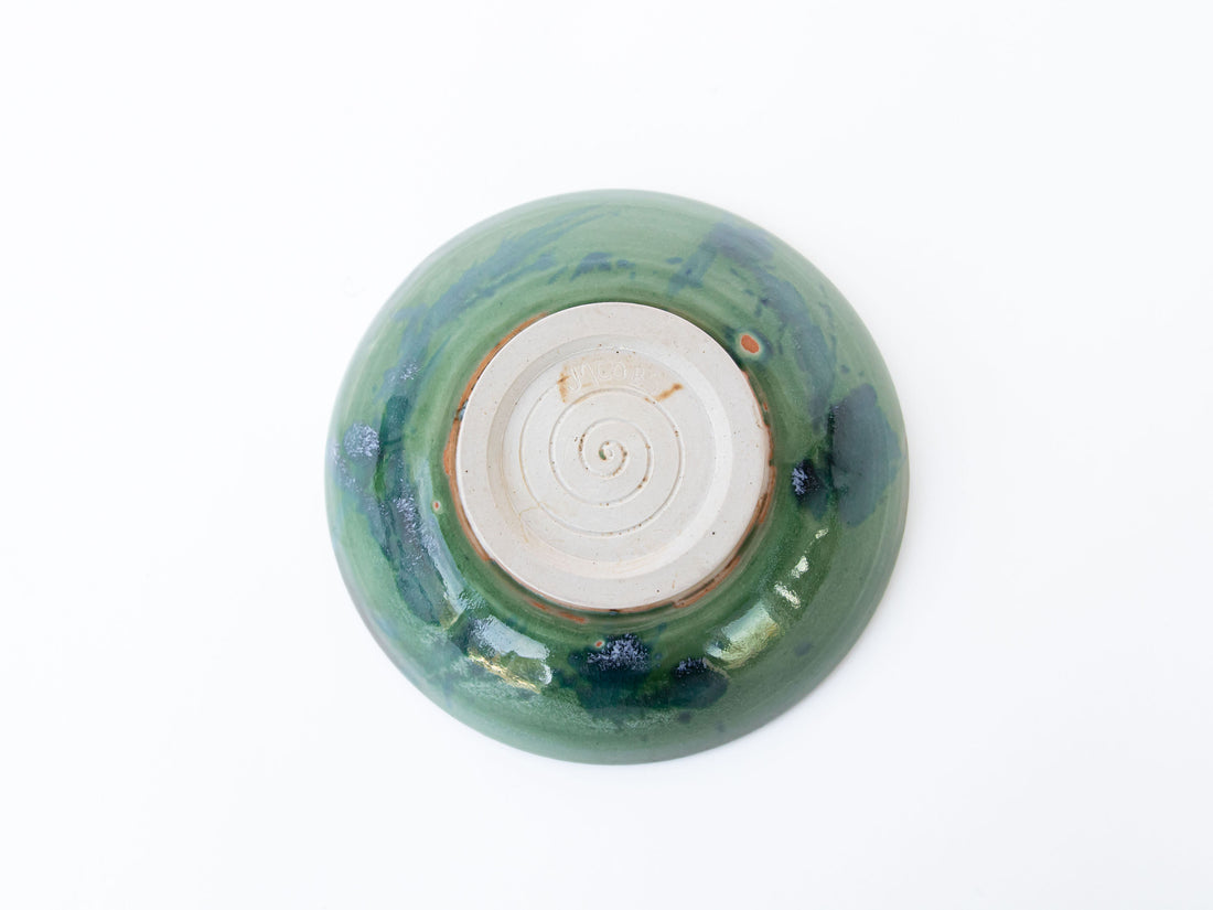 Small Green and Blue splash pottery Dish