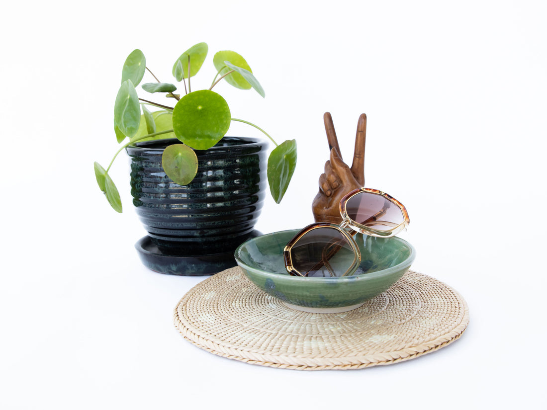 Small Green and Blue splash pottery Dish