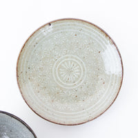 Grey with White Design Ceramic Bowl and Plate