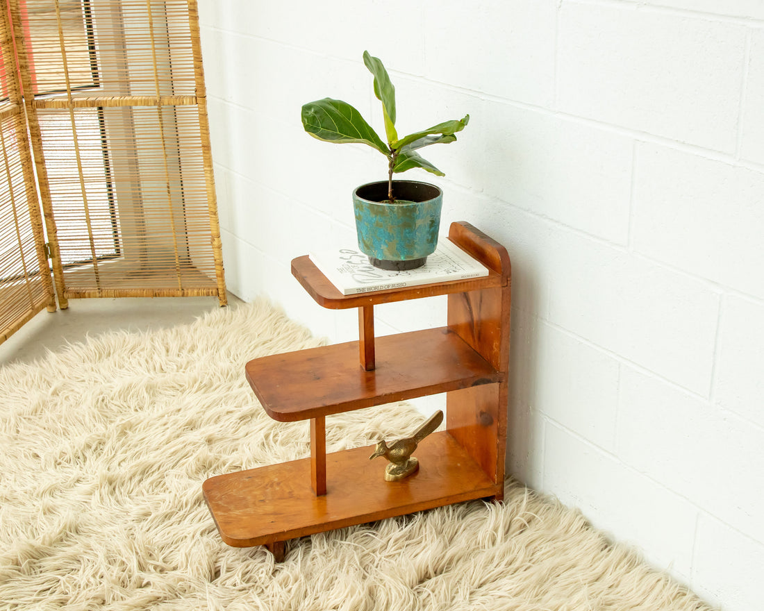 Wood Floor Shelf / Side Table with Three Tiers