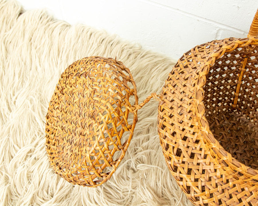 Large Weave Basket with Handle and Lid
