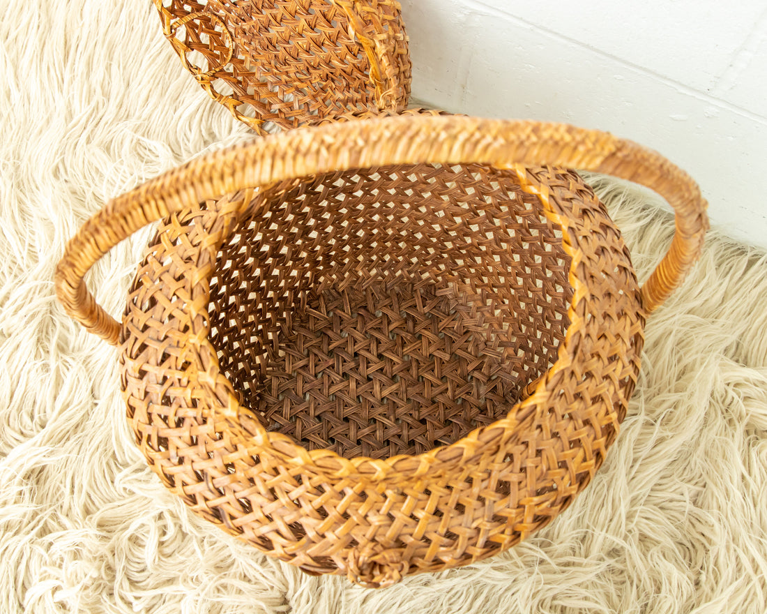 Large Weave Basket with Handle and Lid