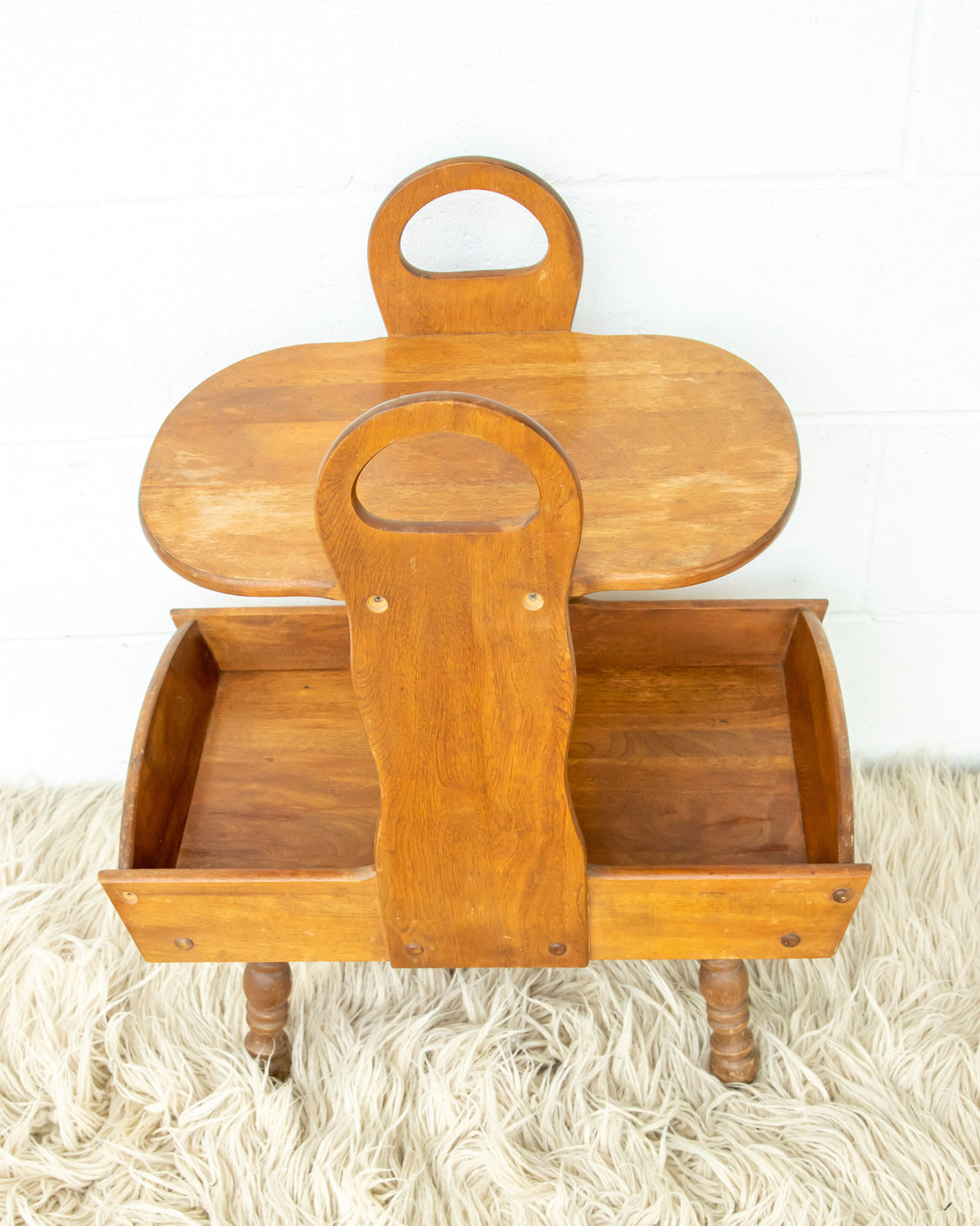 Wood Side Table Shelf Organizer