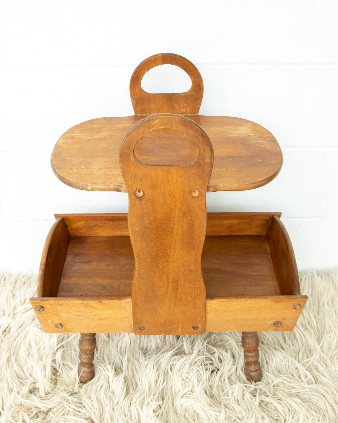 Wood Side Table Shelf Organizer