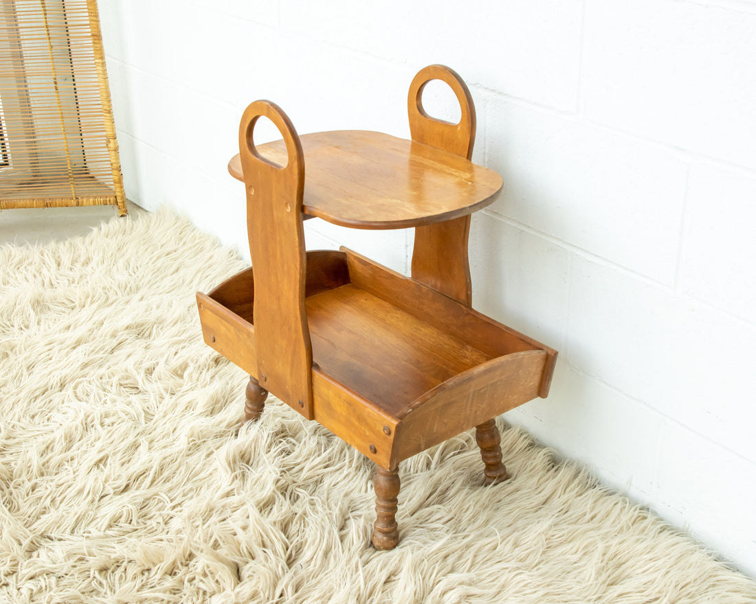 Wood Side Table Shelf Organizer