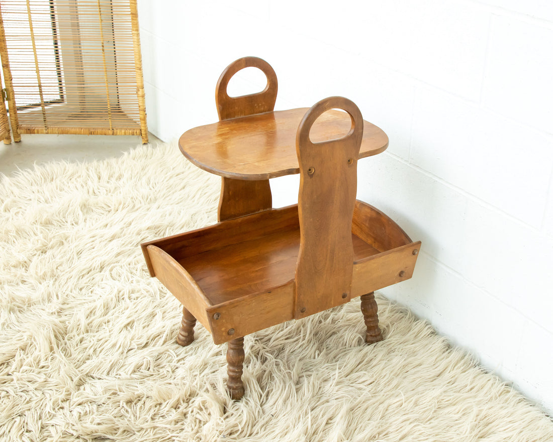 Wood Side Table Shelf Organizer