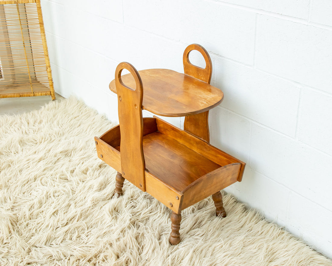 Wood Side Table Shelf Organizer