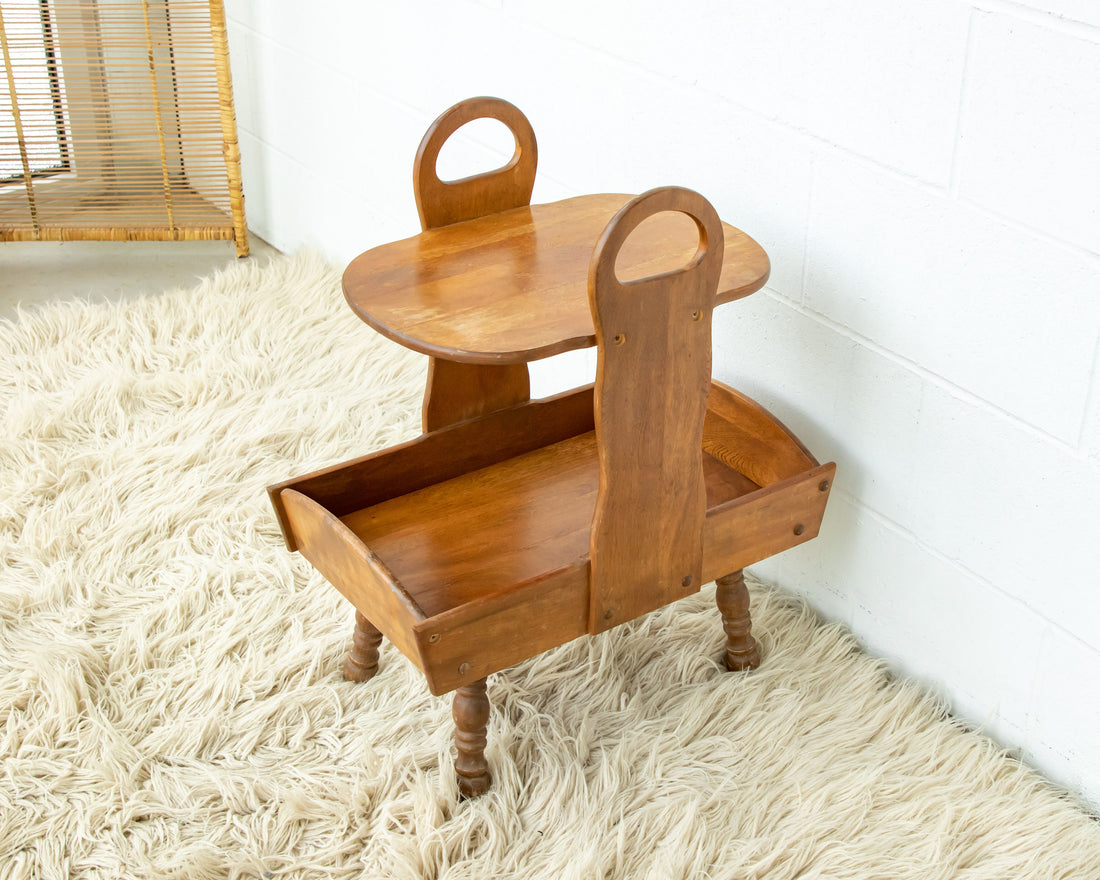 Wood Side Table Shelf Organizer