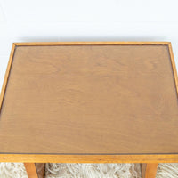 Solid Oak 70's Small Side or Coffee Table with Glass Top - Lynden Washington Warnock Hersey