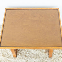 Solid Oak 70's Small Side or Coffee Table with Glass Top - Lynden Washington Warnock Hersey