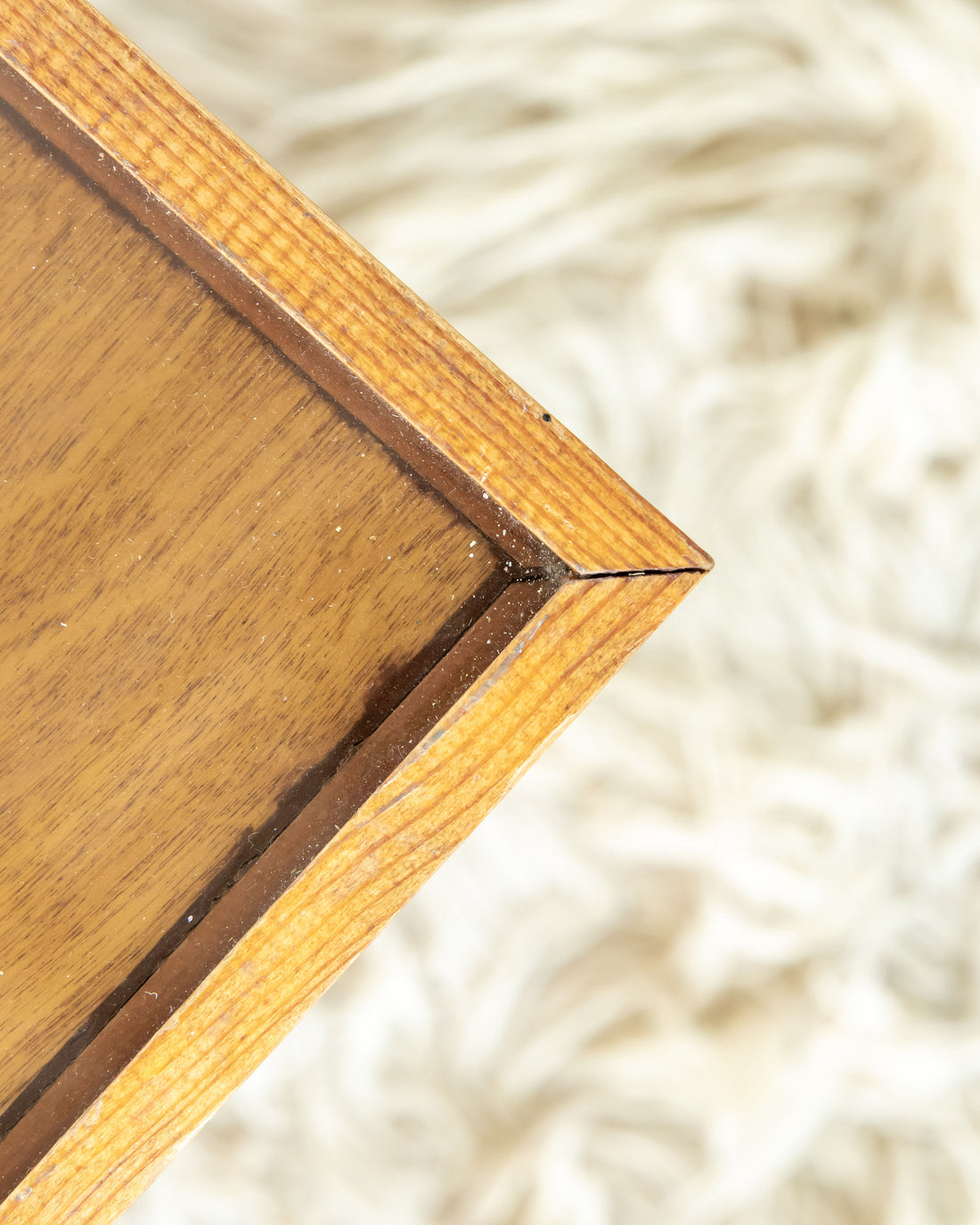 Solid Oak 70's Small Side or Coffee Table with Glass Top - Lynden Washington Warnock Hersey