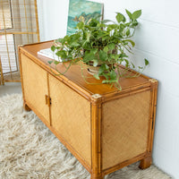 Bamboo Cabinet with Woven Back and Front Detailing