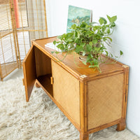 Bamboo Cabinet with Woven Back and Front Detailing