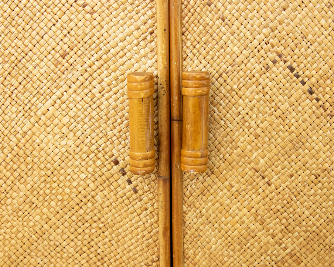 Bamboo Cabinet with Woven Back and Front Detailing