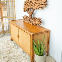 Bamboo Cabinet with Woven Back and Front Detailing