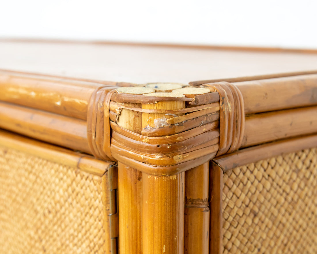 Bamboo Cabinet with Woven Back and Front Detailing