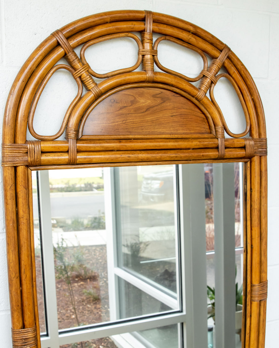 Large Dome Top Bamboo Mirror