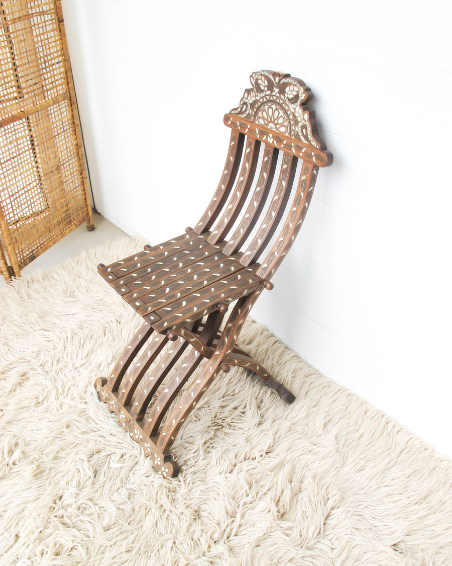 Inlayed Folding Teak Chair