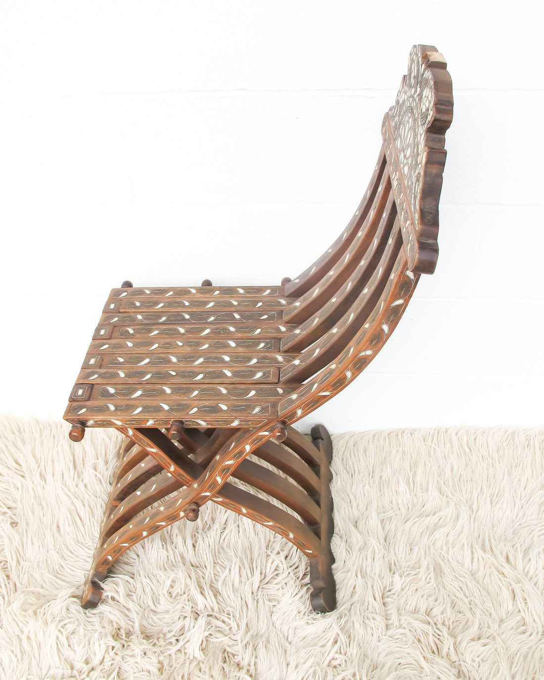 Inlayed Folding Teak Chair