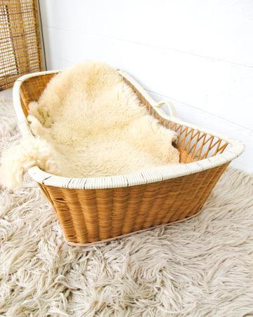 NEW - Wicker Bassinet with Wood Bottom