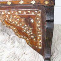 Inlayed Mother of Pearl Teak inlayed foye chest trunk with side solid sheet legs